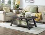 Contemporary Wood Coffee Table 48 in, Charcoal Living Room Table - Image 6