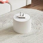 Round Marble End Table, 17.72" White Small Side Table - Image 3