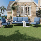 HOMREST Patio Furniture Sets 4 PCS Outdoor Metal Conversation Sets, 360 Degree by HOMREST