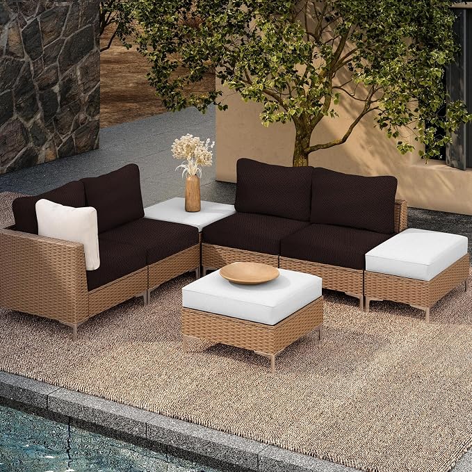 8Pcs Outdoor Cushion Covers, Elastic Patio Cushion Covers | Washable, - Image 5
