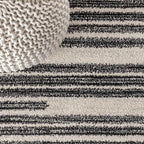 JONATHAN Y Khalil Modern Berber Stripe Cream/Black 3x3 Square Indoor Area Rug - Image 4