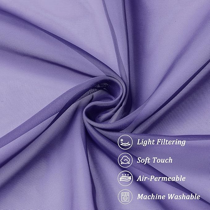 Chyhomenyc Sheer Curtains 36 inch Length 2 Panels, Light Filtering Voile Rod - Image 8