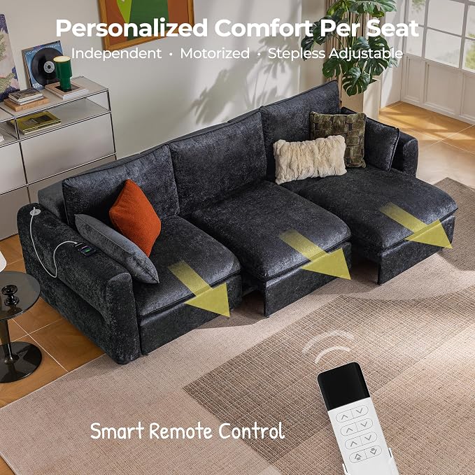 103" Electric Pull Out Sleeper Sofa Bed, 2in1 Convertible Power Extendable - Image 4
