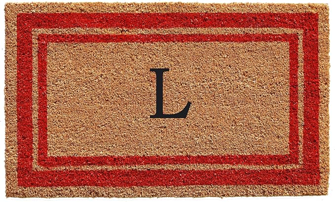 Calloway Mills 153031830L Red Border 18" x 30" Monogram Doormat by Callowaymills