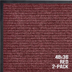 Front Door Mat, Indoor Outdoor Welcome Entryway Entrance Doormat, 48x36 Red | - Image 7