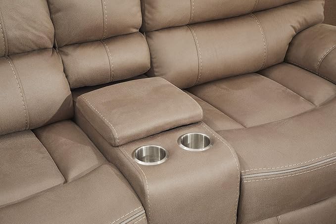 Betsy Furniture Microfiber Reclining Sofa Couch Set Living Room Set 8007 - Image 3