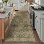 3x10 Green Retro Floral Washable Runner Rug - Image 3