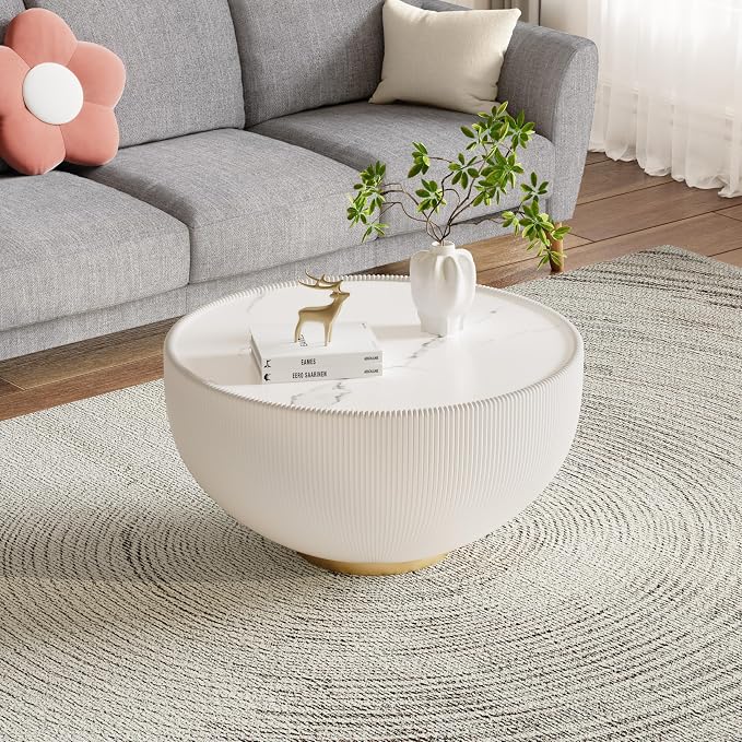 Round Marble Coffee Table Set of 2, 2 Piece Coffee Table and End Table - Image 5