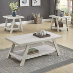Roundhill Furniture Athens Contemporary 3-Piece Wood Shelf Coffee Table Set - Image 2