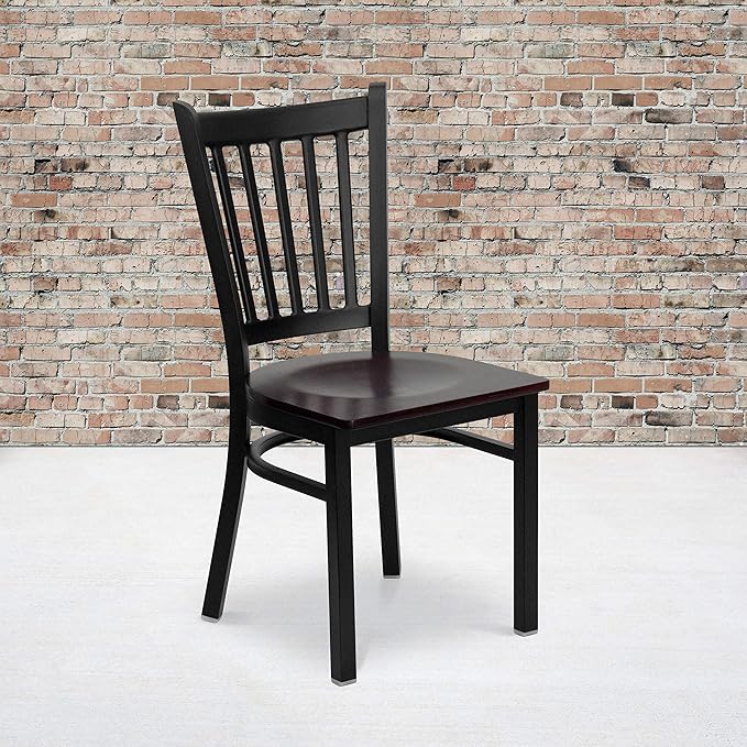 Flash Furniture HERCULES Series Black Vertical Back Metal Restaurant Chair - Image 2