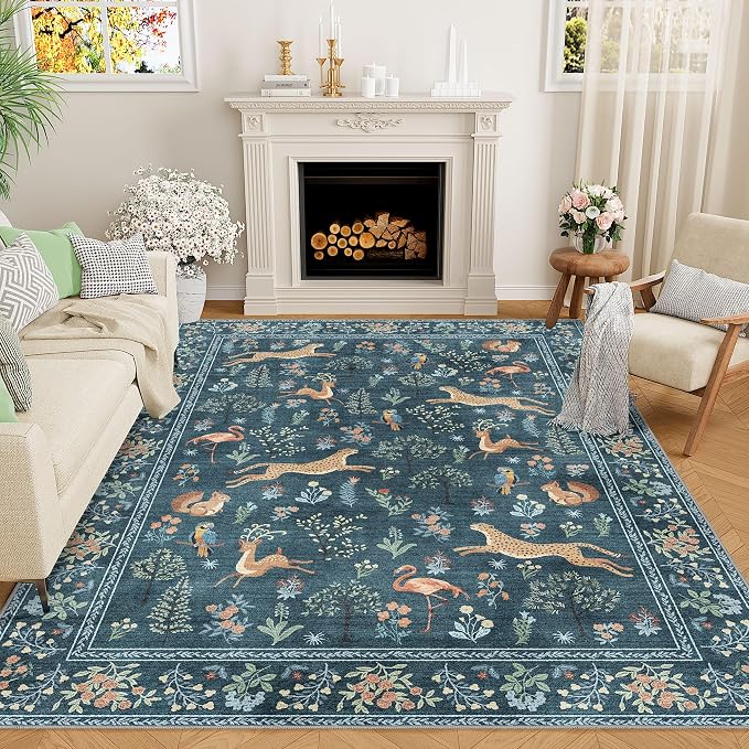 DUKINO 5x7 Area Rugs, Washable Animal Rug by DUKINO