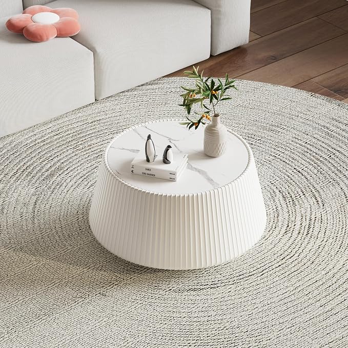 26.77" Marble Coffee Table, Modern Cup Shaped Coffee Table - Image 3