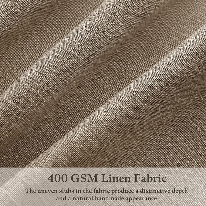 Thick Linen Pinch Pleat Dark Brown Semi Sheer Privacy Curtains 63 Inch Long | - Image 2