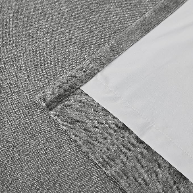 Vision Home Pinch Pleated Dark Grey Blackout Curtains 108 inch Linen Blended - Image 6