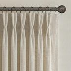 PleatedDrapes Warm Beige Burlap 95 Inch Curtains 2 Panel Set - Image 3