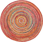 Hausattire Braided Boho Round Rug, 5 ft | Jute/cotton blend, hand woven - Image 8