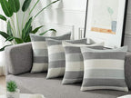 AmHoo Pack of 2 Farmhouse Stripe Check Throw Pillow Covers Set Case Cotton - Image 3
