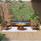 Merax Outdoor 4-Piece Acacia Wood Conversation Set - Image 2
