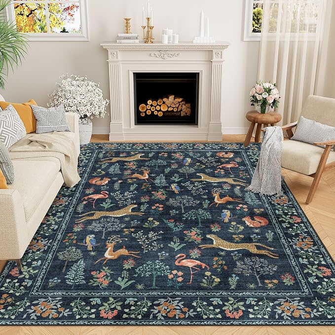 DUKINO 8x10 Area Rugs, Washable Soft Animal Bedroom Rug Non Slip, Low Pile by DUKINO