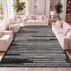 JONATHAN Y Khalil Modern Berber Stripe Black/Cream Indoor Area Rug, Contemporary by JONATHANY