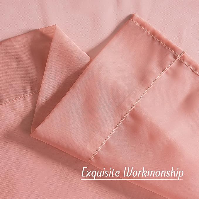 NICETOWN Living Room Coral Pink Sheer Curtains 96 inch Length, Grommet Airy - Image 6