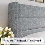 Allewie Full Size Lift Up Storage Bed, Modern Wingback Headboard, Hydraulic - Image 4