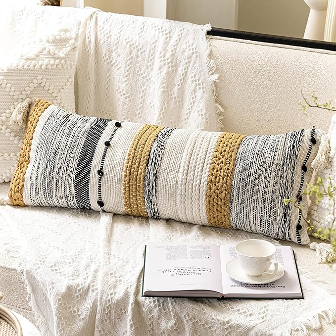 Decorative Lumbar Throw Pillow Cover 14x36 Boho Long Cushion by BlissBlush