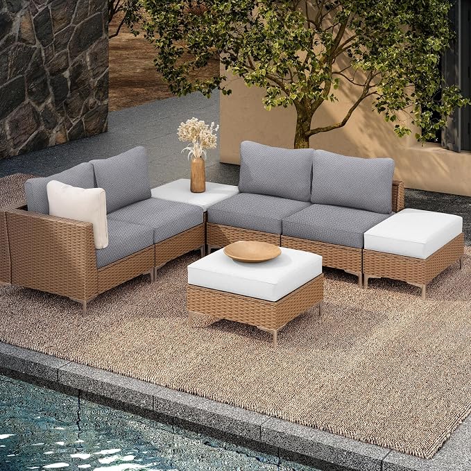 8Pcs Outdoor Cushion Covers, Elastic Patio Cushion Covers | Washable, - Image 5