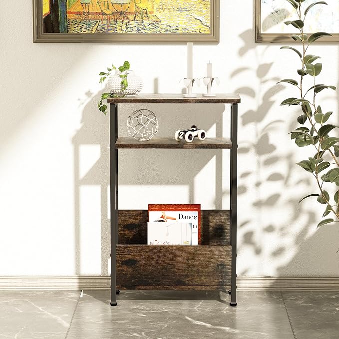 THUMEYE 7.1" Narrow Side Table for Small Spaces, 3 Tier Small End Table - Image 5