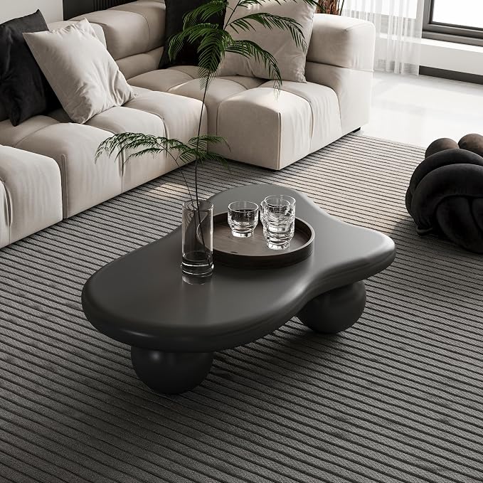 40” Cloud Coffee Table with 3 Ball Legs, Modern Irregular Center Table - Image 4