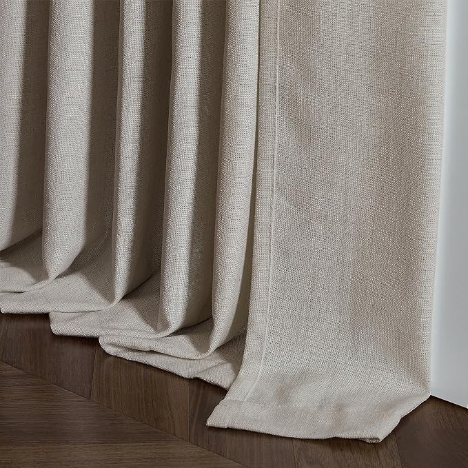 Burlywood Birch Pinch Pleated Linen 90 Inch Curtains 2 Panels | Thick Linen - Image 9