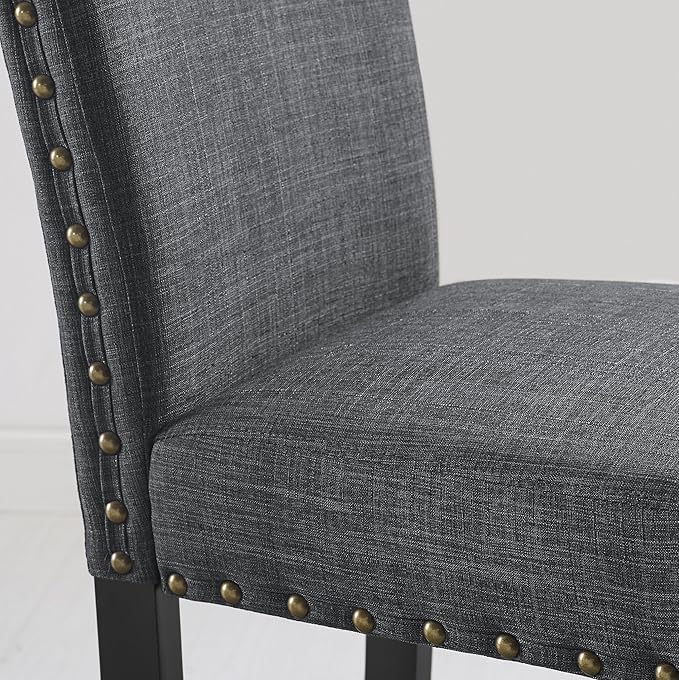 Roundhill Furniture Biony Gray Fabric Dining Chairs - Image 2