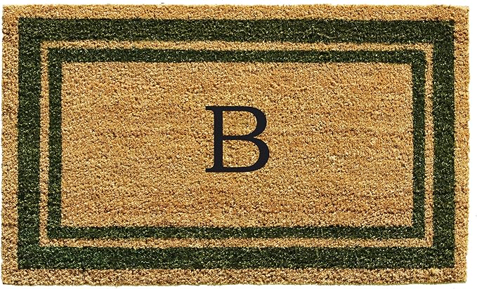 Calloway Mills 153041830B Sage Green Border 18" x 30" Monogram Doormat by Callowaymills