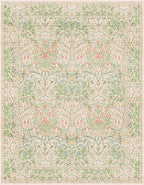 Light Beige Green Floral Living Room Rug, 7x9 Washable Area Rug - Image 3