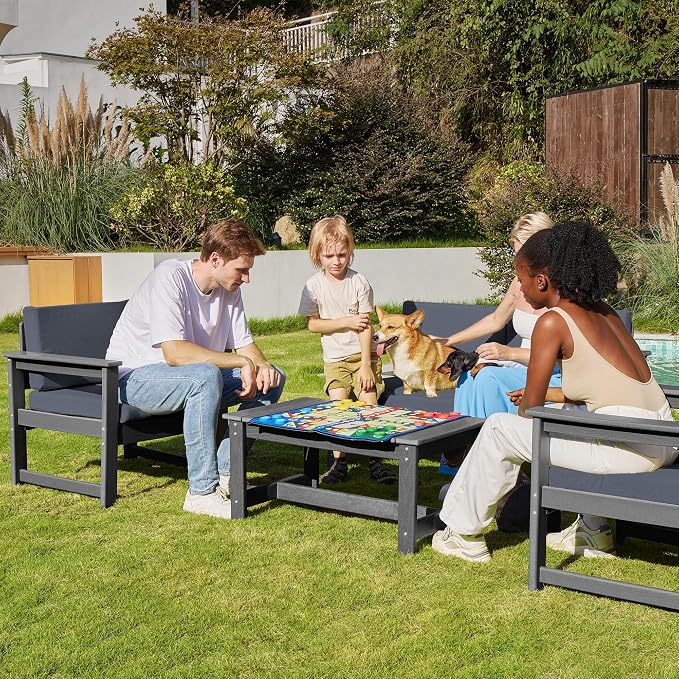 SERWALL 3 Pieces HDPE Outdoor Bistro Sofa Set - Image 7