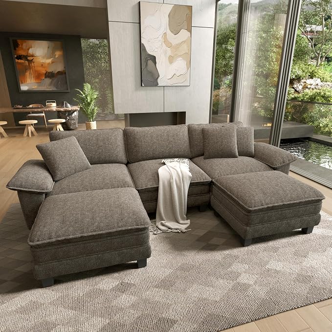 HERA'S HOUSE 124" Modular Sectional Sofa, Oversized U Shaped Couches by HERASHOUSE