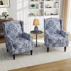 Pia Ricco Set of 2 Floral Accent Chairs, High Back Upholstered Armchairs - Image 8