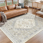 Area Rugs 5x7 Washable Rugs for Living Room, Ultra-Thin Soft Floral Vintage by Restydon