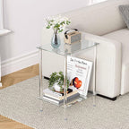 Tempered Glass Side Tables Set of 2 Acrylic End Table - Image 5