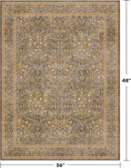 Vintage Gold Brown Entryway Rug, 3x4 Washable Area Rugs - Image 2