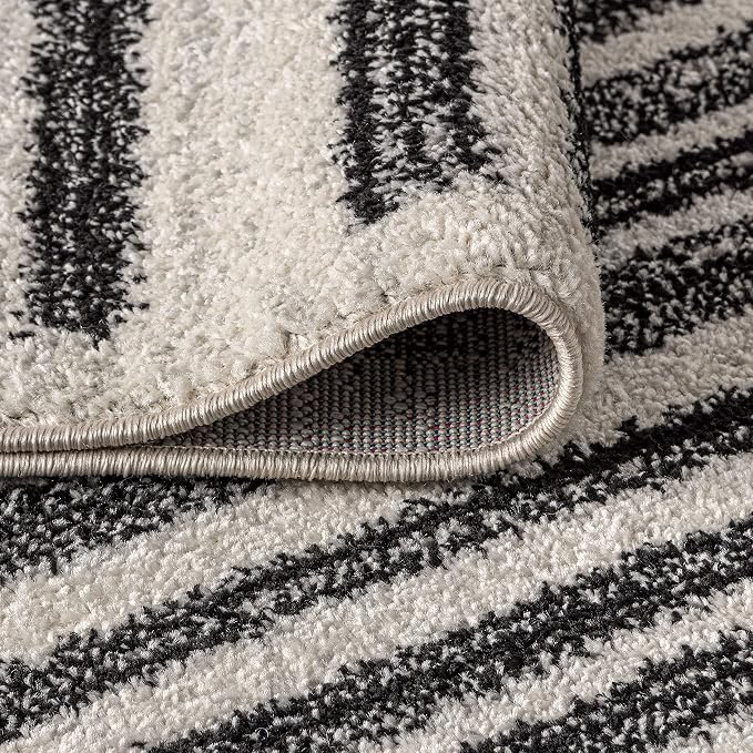 JONATHAN Y Khalil Modern Berber Stripe Cream/Black 3x3 Square Indoor Area Rug - Image 6