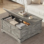 Furnideco 35.5''W Square Coffee Table Farmhouse Lift top Coffee Table - Image 5