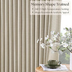 Oatmeal 108 Inch Blackout Linen Pleated Curtains - Image 4