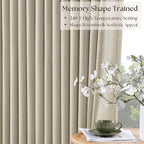 Oatmeal Pinch Pleated 100% Blackout Linen Curtains 100 Inch Length 2 Panel | - Image 5