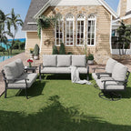 HOMREST Outdoor Furniture Thickened Cushion 360 Degree Swivel Rocking Patio by HOMREST