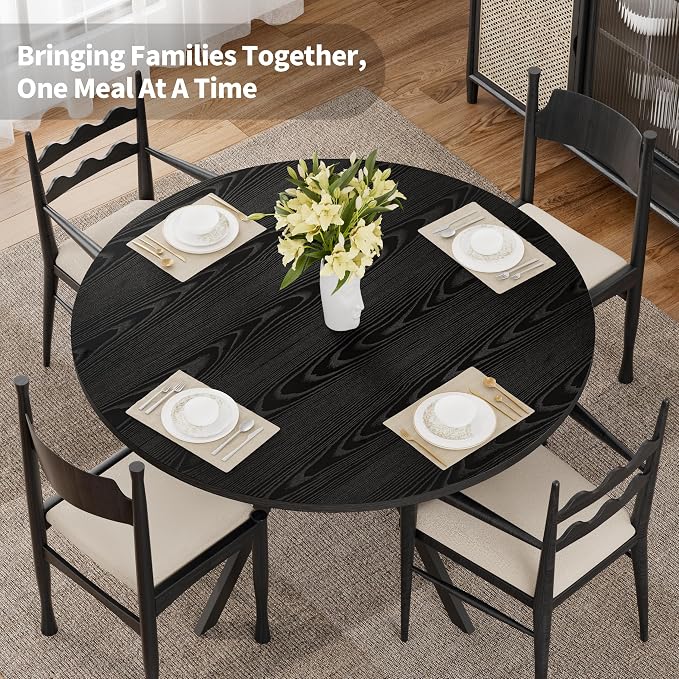 Black Dining Table for 2-4, 42 Inch Round Kitchen Table - Image 3