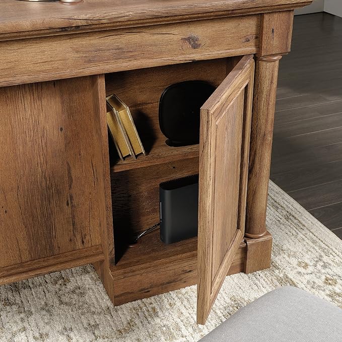 Sauder Palladia Executive Desk, 29.5"D x 65.1"W x 29.61"H, Vintage Oak finish - Image 6
