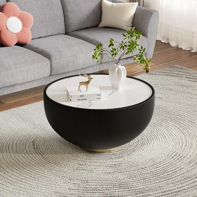 Round Marble Coffee Table Set of 2, 2 Piece Coffee Table and End Table - Image 6