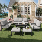 HOMREST Outdoor Furniture Thickened Cushion 360 Degree Swivel Rocking Patio by HOMREST