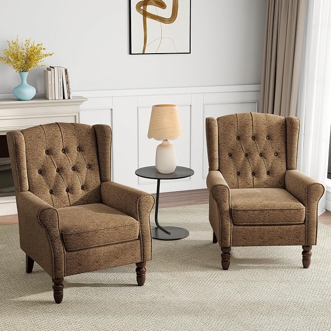 Mid-Century Modern 2-Piece Wingback Chair Set - Image 6